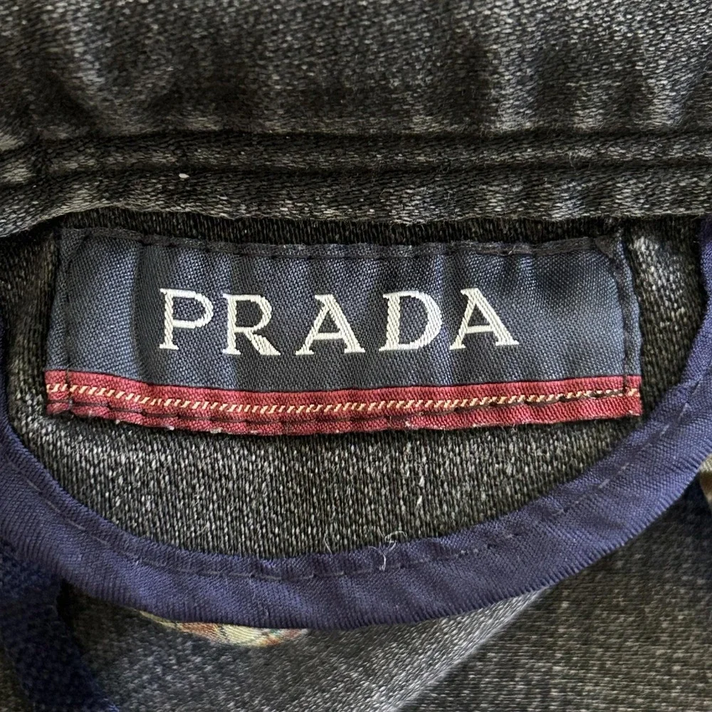 Prada Jeans Mens 36x31 Gray Medium Wash Slim Skinny Denim Plaid Lined Italy